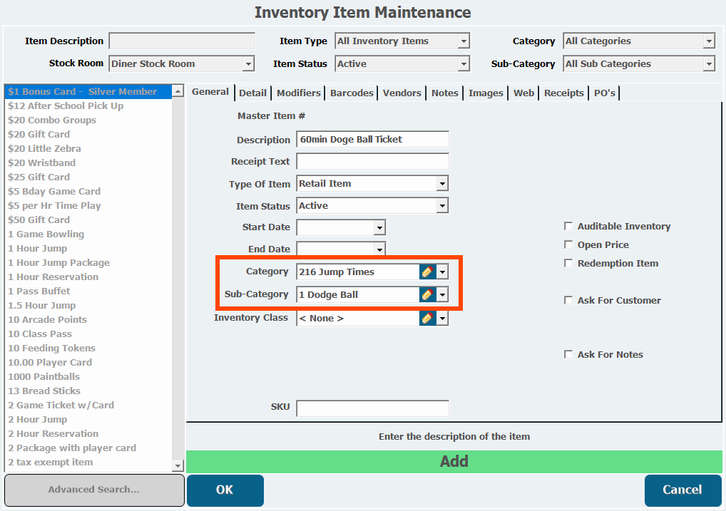 Categories and Sub-Categories – CenterEdge Software